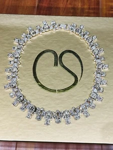 ST JOHN Signed Swarovski Clear Crystal in Silver Tone Collar Necklace - Picture 1 of 4