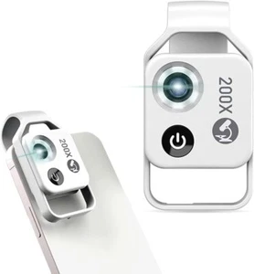 Mini Microscope with CPL Lens Led Light 200x Micro for iPhone Android Cell Phone - Picture 1 of 10