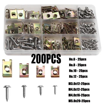 200x Blechmuttern Schnappmutter Sortiment Set Blechschrauben Gewinde Clip Mutter - Bild 1 von 4