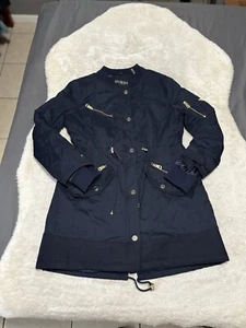 Guess Womens Navy Blue Zip Snap Winter Jacket Size Medium Coat Quilted Lined - Picture 1 of 7