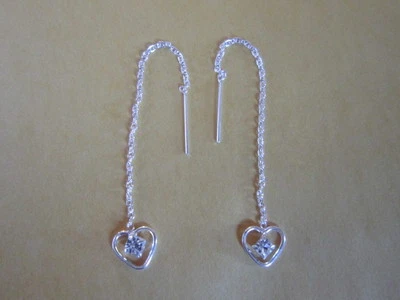 Pendientes colgantes de plata de ley con circonita cúbica transparente de plata 925  Foto 1 de 2