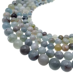 Natural Multicolor Aguamarina Cuentas Redondas Lisas 6mm 8mm 10mm 12mm 15.5" Hebra - Imagen 1 de 3