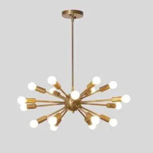 18 Light Pendant Mid Century Modern Raw Brass Sputnik chandelier light Fixture - Picture 1 of 7