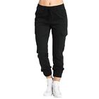 Women Trousers Pockets Solid Color Sweatpants Workout Elasticated Waist