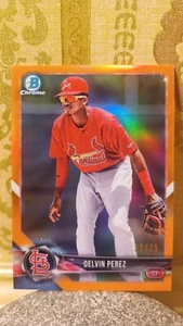 Delvin Perez 2018 Bowman Chrome Prospects /25 Orange Refractor #BCP138 Cardinals - Picture 1 of 2