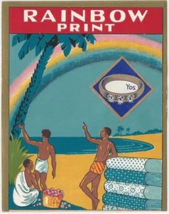 Vintage Printed Textile Cloth Label for Rainbow Print - Beautiful Ephemera - Foto 1 di 1