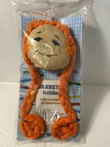 Vintage NOS GiftCo Barrette Holder Organizer Orange Ponytail Doll Face - 1983 - Picture 1 of 4