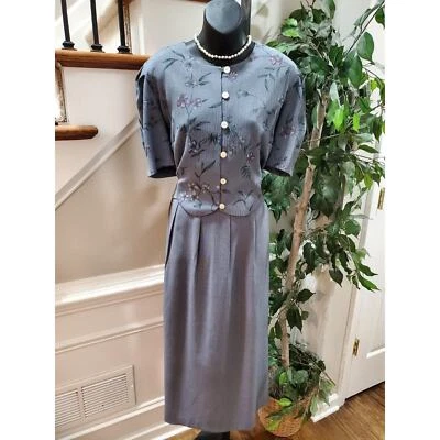 Vestido Miss Dorby Gris Floral Poliéster Cuello Redondo Manga 3/4 Hasta la Rodilla Talla 2X Foto 1 de 4