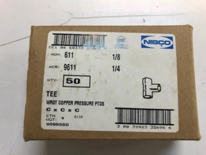 NIBCO 1/4”x1/4”x1/4” OD Copper Tee Fitting (Box Of 50) - Picture 1 of 4