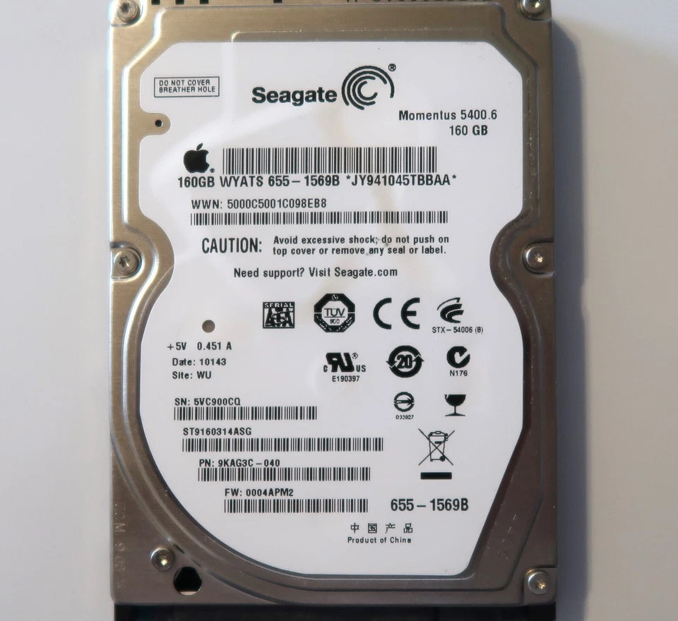 Seagate ST9160314ASG 9KAG3C-040 0004APM2 (5VC9) WU China 2.5" 160gb Sata 10/2009 - Image 1 of 1