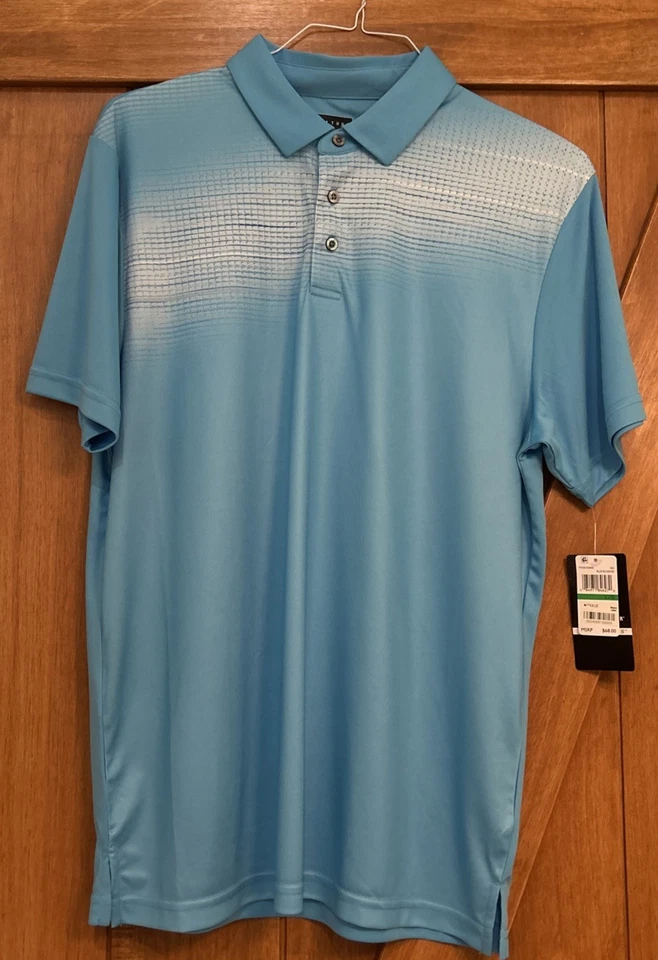 Camisa polo de golf para hombre PGA Tour Pro Series blanca con rayas azules XL NUEVA Foto 1 de 3
