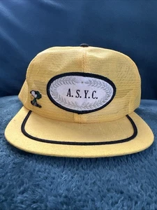 VINTAGE RARE A.S.Y.C YELLOW MESH SNAPBACK TRUCKER HAT DERBY CAP USA - Picture 1 of 12