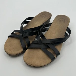 Bass Sunjuns Sheila Damenschuhe Größe 11 Leder-Riemchen-Slipper Keilabsatz-Sandalen - Bild 1 von 7