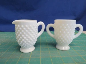 Fenton Milk Glass Hobnail Creamer and Sugar Small Set Of 2 Vintage - Picture 1 of 5