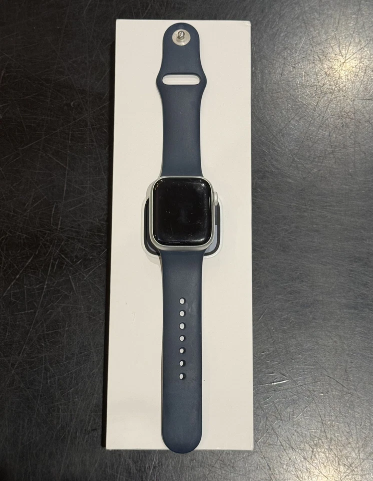 Apple Watch Series 9 41mm Silver Aluminium with Blue S/M sports band - Cellular  - Image 1 of 4