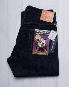 Jeans Samurai $365 "Benkei" 17oz Ribete Índigo Denim Relajado Cónico S211VX 38 - Imagen 1 de 9