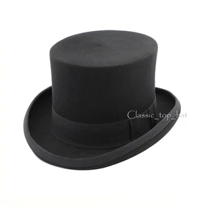 Cappello in feltro nero con fascia in piuma abbinata e fodera in raso - Foto 1 di 9