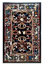 54" x 32" Marble Table Top Pietra Dura Inlay Handicraft Home Decor And Garden
