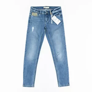 Zara Z1975 Mid Rise Skinny Fit Womens 4 Stretch Denim Jeans Distressed - Picture 1 of 11