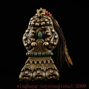 12.4"Tibetan Buddhism temple copper bronze sacrifice seal Stamp signet - Picture 1 of 9
