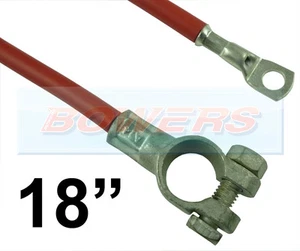 18" 450mm CAR BATTERY RED POSITIVE STARTER LEAD CABLE STRAP + BATTERY TERMINAL - Picture 1 of 1