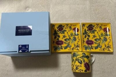 Wedgwood Wonderlust Yellow Tonquin Set – 2 Plates & Mug (No Box) — 第 1/4 张图片