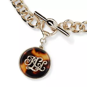 Collar colgante con logotipo de Ralph Lauren estilo tortuga dorado/marrón NUEVO con etiquetas - Imagen 1 de 2