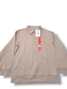 M Womens Mondetta Tan Collared Fleece Long Sleeve Pullover Top NEW - Picture 1 of 6