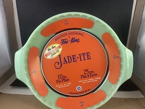 Vintage Fire King Jadeite Pie Crimp Baking Dish HTF Green Glass Milk NOS NEW NWT - Picture 1 of 7