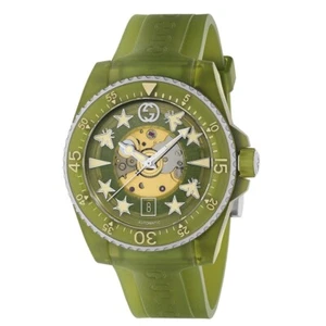 Reloj Gucci Dive SUIZO Automático Esqueleto Verde Esqueleto Correa Goma YA136345 - Imagen 1 de 13