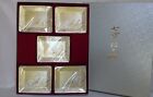 Japanese Beautiful Mini Plate SHIPPO WARE Oblong Set 5 Gold Crane w/Box **A955