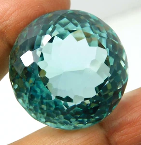 99.30 Ct. Large Aquamarine Ocean Blue Round Cut Gemstone Gift for Birthday/Her - Picture 1 of 6