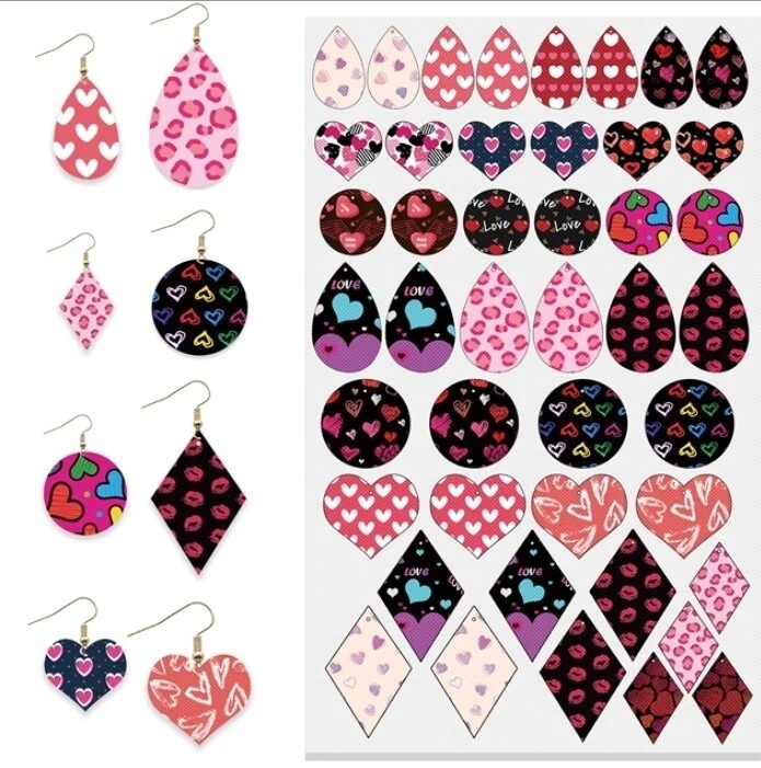 Pendientes de imitación de cuero preimpresos hace 22 pares corte a mano estampado textura ordinaria Foto 1 de 1