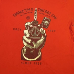 T-shirt OBEY Shepard Fairey SMOKE 'EM IF YOU GOT'EM PROPAGANDA ARTE Uomo M - Foto 1 di 2