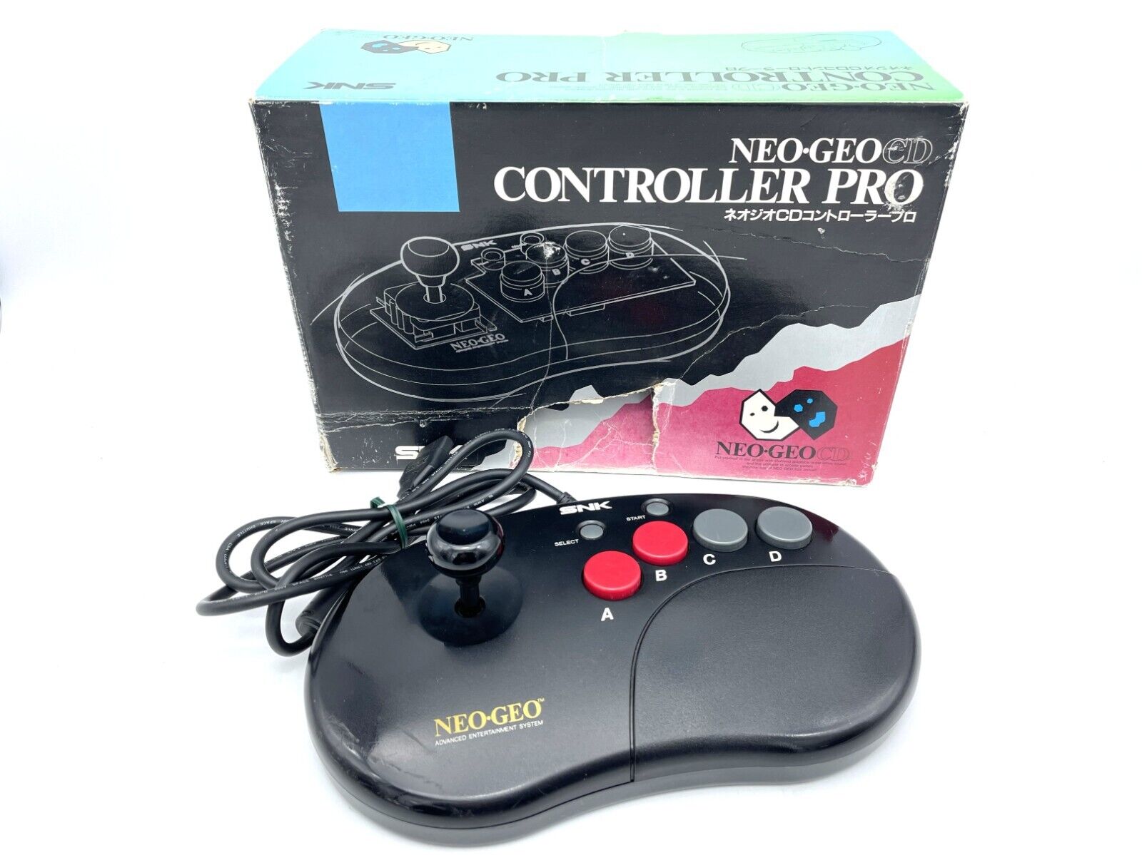 Neo Geo CD AES Joystick Controller Pro Arcade Stick SNK Tested Boxed