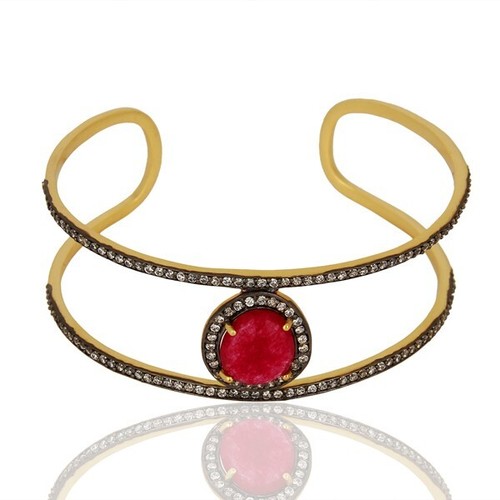 VALENTINO Banglie Fascia Strato Zircone Doppia Pavimentazione Con Gioielli Avventurina Centro Per Matrimonio