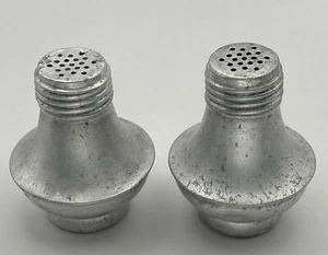 Vintage Aluminum Salt Pepper Shakers Set 2 Inches Tall Flare Shape 1950’s 1960’s - Picture 1 of 6