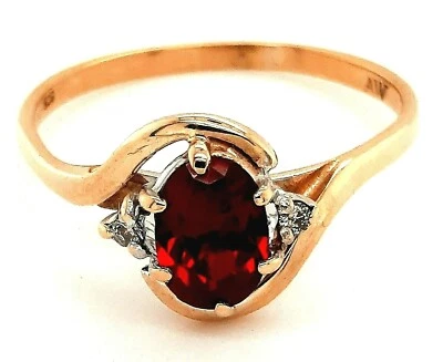 Ruby & Diamond 9ct Yellow Gold Ring Fine Wedding Jewellery Band Size Q 1/2 - Image 1 of 4