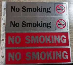 Hy-Ko High Visibility Self Adhesive Sign -No Smoking- Red/Silvr 2" X 8" Lot Of 4 - Picture 1 of 1