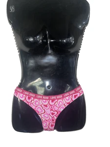 XOXO  White Pink Red Hearts Love Sissy Thong Seamless Panty Underwear Size Large - Picture 1 of 3