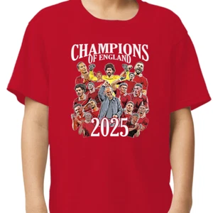 Liverpool Champions Of England 2025 Kinder T-Shirt Tee 3-13 Jahre Design 1 - Bild 1 von 12
