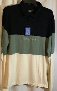 mens shirt ,Large, Antisocial Embroidered, Long Sleeve, Colorblock, 88 Brand - Picture 1 of 7