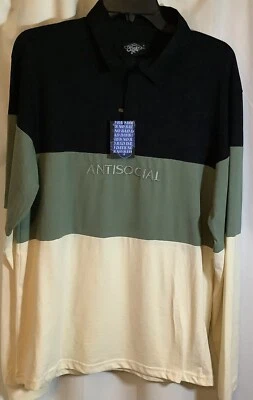 mens shirt ,Large, Antisocial Embroidered, Long Sleeve, Colorblock, 88 Brand - Image 1 of 4