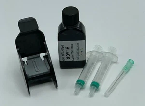 Black Ink Cartridge Refill Kit for HP 302 HP302 Cartrdiges & Priming Tool 30 - Picture 1 of 4