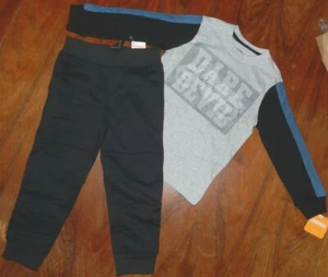 Athletic Pant Set Gymboree 2pc Black Dare Devil Gray Top Boy size 4 New - Picture 1 of 2