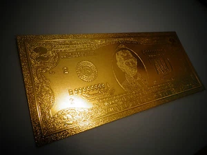 BILLETE DE 2 DÓLARES DE 24 QUILATES 99.9% ORO EE. UU. - COMO NUEVO + VIENE EN PVC RÍGIDO SOPORTE PARA BILLETES - Imagen 1 de 6