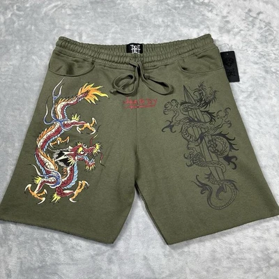 Pantalones Cortos para Sudar Ed Hardy Oliva Polar Dragón Estampado Tatuaje Hombres Grandes EHM8000-23R NUEVOS CON ETIQUETAS Foto 1 de 4
