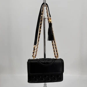 Tory Burch Fleming Small Quilted Convertible Leather Shoulder Bag Black - Picture 1 of 22