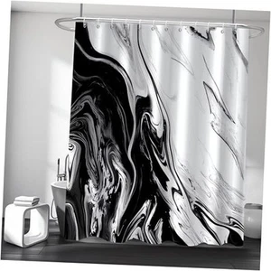 Black and White Shower Curtain, Modern Abstract Marble Shower Curtain for - Picture 1 of 7