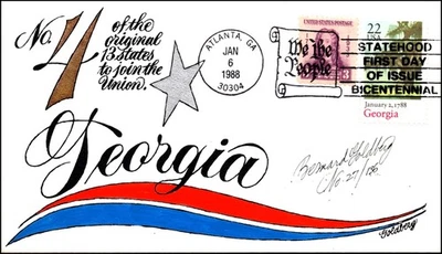 Scott 2339 - 22 Cents Georgia Bernard Goldberg Hand Painted FDC 27/136 - Image 1 of 2